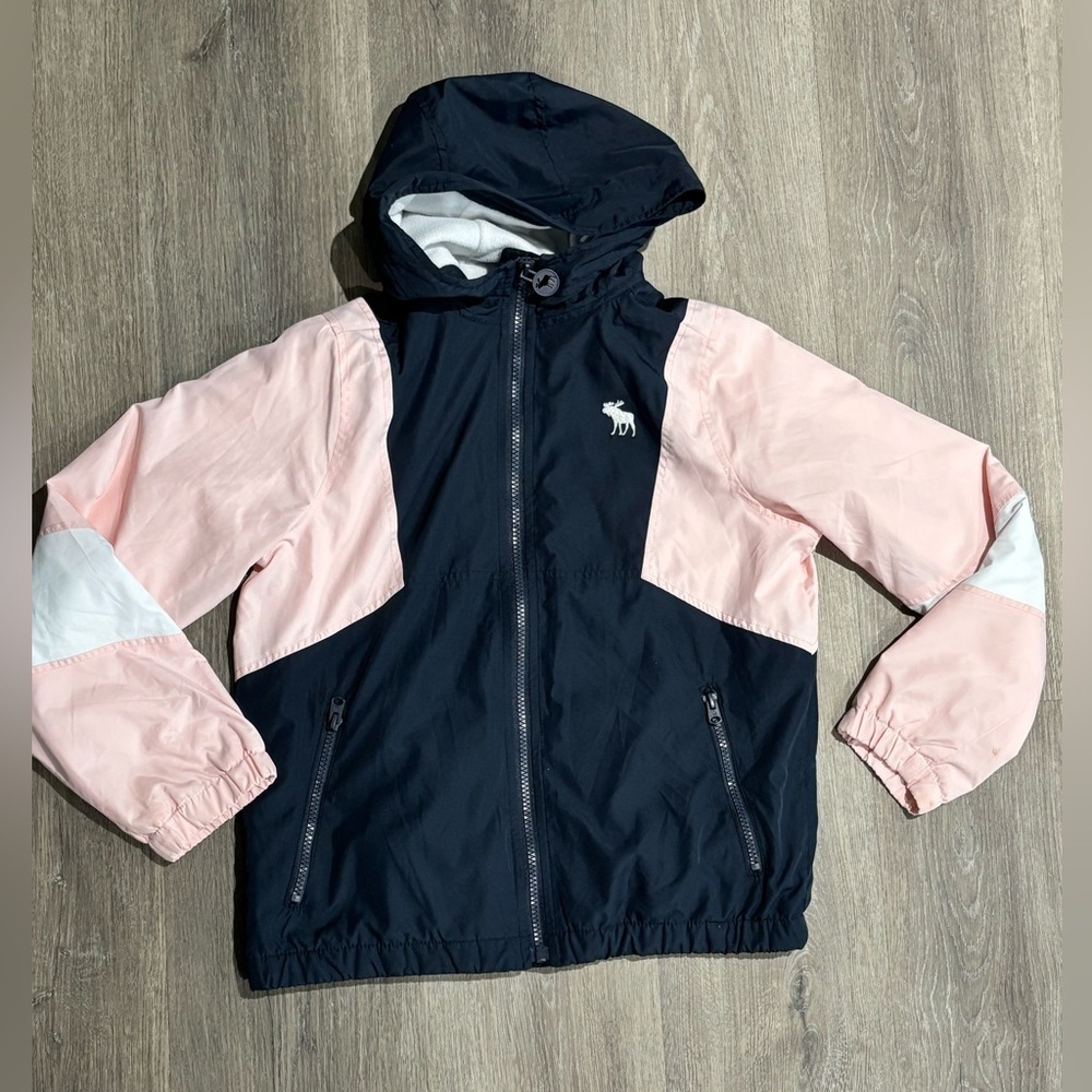 Abercrombie & Fitch Girls Size 9 10 Lined Windbreaker Jacket Blue Pink